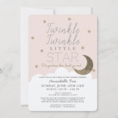 Twinkle Little Star Pink Drive-by-Baby-Dusche Einladung (Vorderseite)
