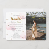 Twinkle Little Star Pink Foto Babydusche Einladung (Vorderseite)