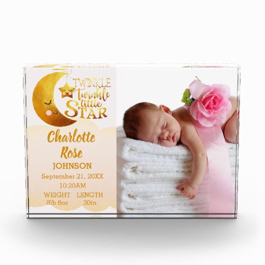 Twinkle Little Star Pink Geburtshilfeunterricht Ba Fotoblock (Vorderseite)