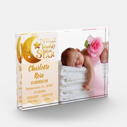 Twinkle Little Star Pink Geburtshilfeunterricht Ba Fotoblock (Links)