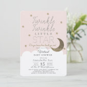 Twinkle Little Star Pink Girl Virtual Baby Dusche Einladung (Stehend Vorderseite)