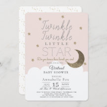 Twinkle Little Star Pink Girl Virtual Baby Dusche