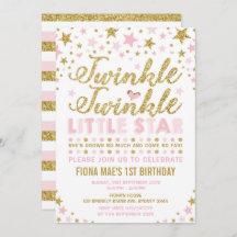 Twinkle Little Star Pink & Gold Einladung