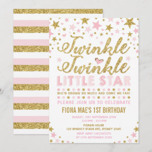 Twinkle Little Star Pink & Gold Einladung