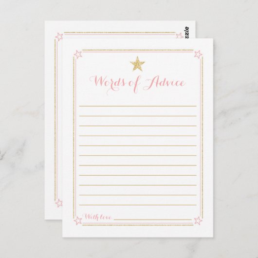 Twinkle Little Star Pink Gold Kinderduschempfehlun Postkarte (Vorne/Hinten)