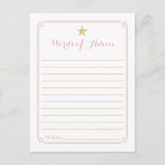 Twinkle Little Star Pink Gold Kinderduschempfehlun Postkarte (Vorderseite)