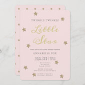 Twinkle Little Star Pink Kinderdusche Einladung (Vorne/Hinten)
