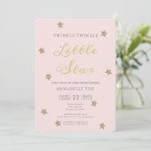 Twinkle Little Star Pink Kinderdusche Einladung (Stehend Vorderseite)