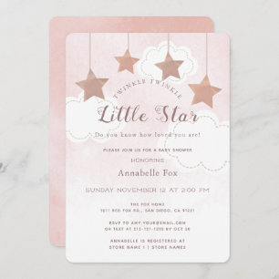 Twinkle Little Star Pink Kinderdusche Einladung