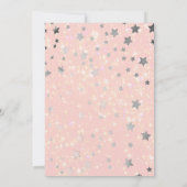 Twinkle Little Star Pink Silver Stars Baby Dusche Einladung (Rückseite)
