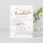 Twinkle Little Star Pink Virtual Baby Dusche Einladung (Stehend Vorderseite)
