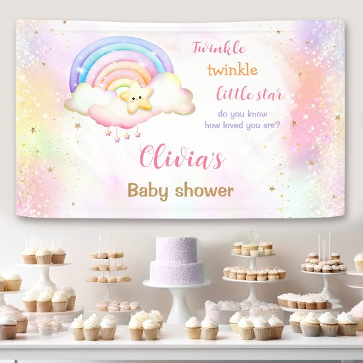 Twinkle Little Star Rainbow Baby Dusche Banner