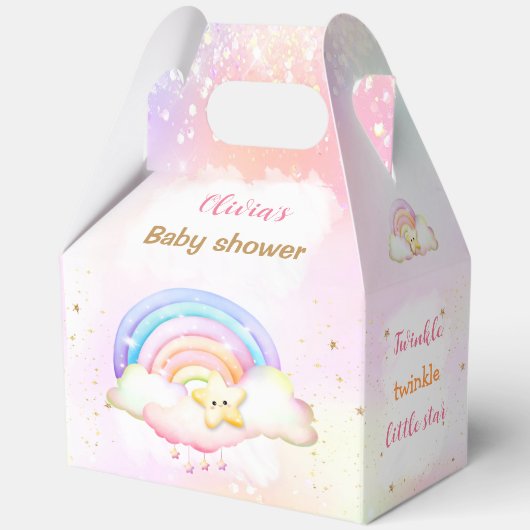 Twinkle Little Star Rainbow Baby Dusche groß Geschenkschachtel (Vorderseite)