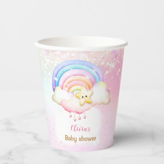 Twinkle Little Star Rainbow Baby Dusche Pappbecher (Vorderseite)