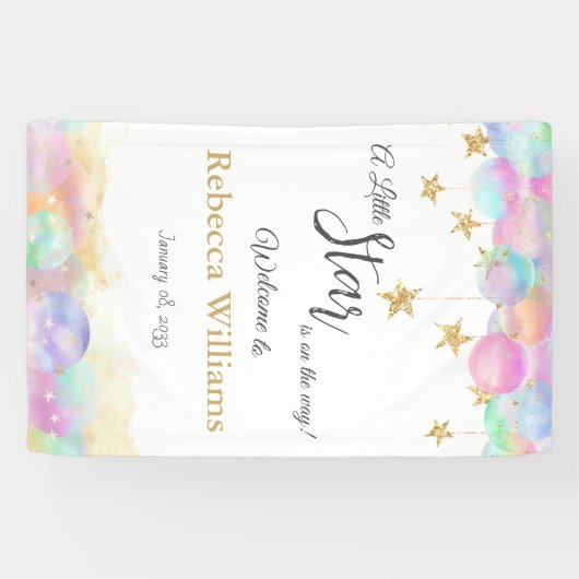 Twinkle Little Star Rainbow Bubbles Baby Dusche Banner (Horizontal)