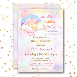 Twinkle Little Star Rainbow Girl Baby Shower Einladung