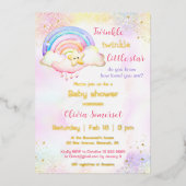 Twinkle Little Star Rainbow Girl Baby Shower Folieneinladung (Vorderseite)