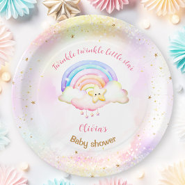 Twinkle Little Star Rainbow Girl Baby Shower Pappteller