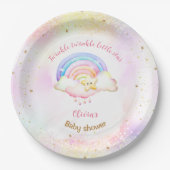 Twinkle Little Star Rainbow Girl Baby Shower Pappteller (Vorderseite)