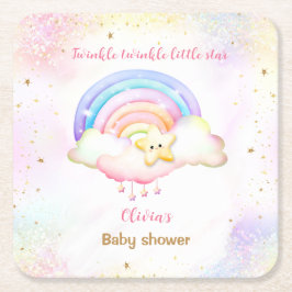 Twinkle Little Star Rainbow Girl Baby Shower Rechteckiger Pappuntersetzer