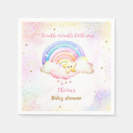 Twinkle Little Star Rainbow Girl Baby Shower Serviette