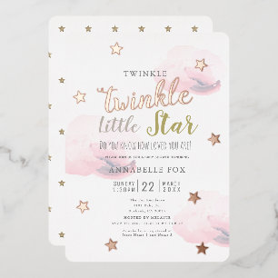 Twinkle Little Star Rosa Wolken Baby Shower Folieneinladung