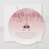 Twinkle Little Star Rose Gold Pink Einhorn Glitzer Einladung (Rückseite)