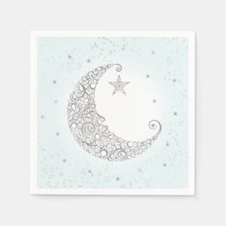 Twinkle Little Star Silver Moon Blue Napkin Serviette