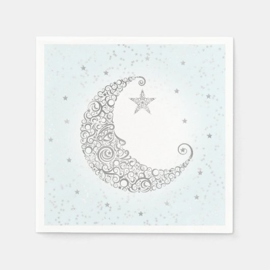 Twinkle Little Star Silver Moon Blue Napkin Serviette (Vorderseite)