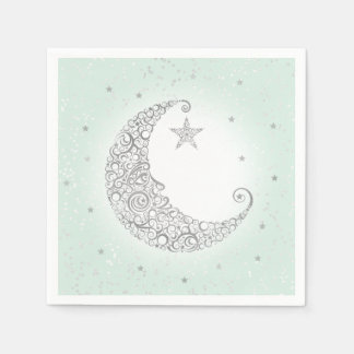 Twinkle Little Star Silver Moon Mint Napkin Serviette