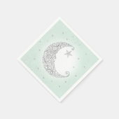 Twinkle Little Star Silver Moon Mint Napkin Serviette (Ecke)