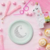 Twinkle Little Star Silver Moon Mint Pappteller (Party)