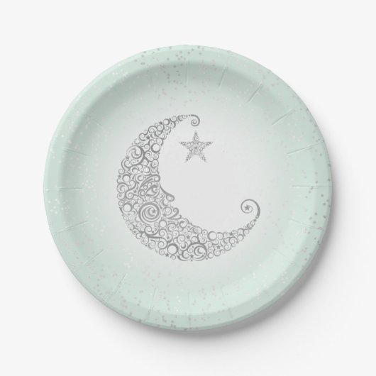 Twinkle Little Star Silver Moon Mint Pappteller (Vorderseite)