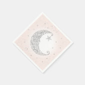 Twinkle Little Star Silver Moon Pink Napkin Serviette (Ecke)