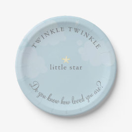 Twinkle Little Star Sky Blue Baby Dusche Pappteller