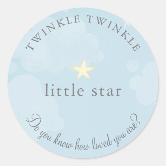 Twinkle Little Star Sky Blue Baby Dusche Runder Aufkleber (Vorderseite)
