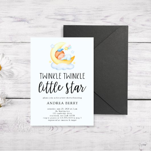 Twinkle Little Star Sleeping Baby Dusche Einladung