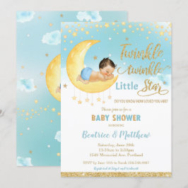 Twinkle Little Star Sleeping Baby Shower Boy Einladung