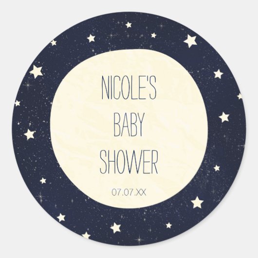 Twinkle Little Star Starry Sky & Moon Babydusche Runder Aufkleber (Vorderseite)