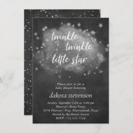 Twinkle Little Star | Steinkohle Grau und Silber Einladung