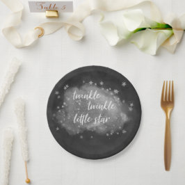 Twinkle Little Star | Steinkohle Grau und Silber Pappteller
