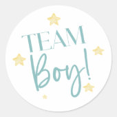 Twinkle Little Star Team Boy Blue Gender Reveal Runder Aufkleber (Vorderseite)