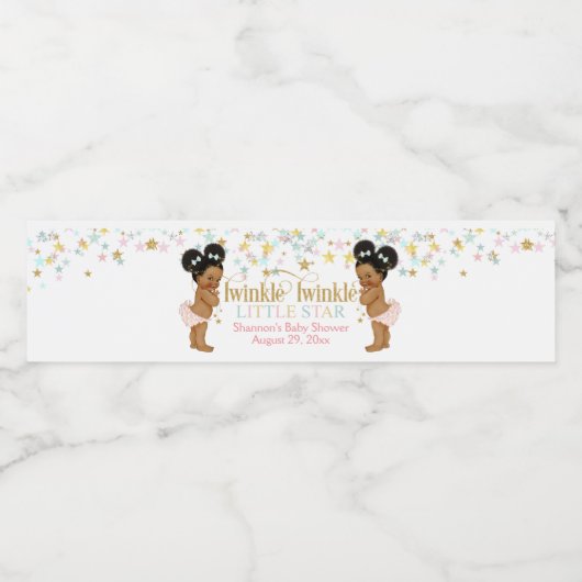 Twinkle Little Star Twin Girls Puffs Wasserflaschenetikett (Einzelnes Label)