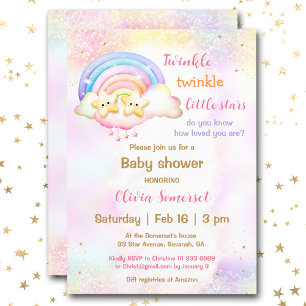Twinkle Little Star Twins Rainbow Baby Dusche Einladung