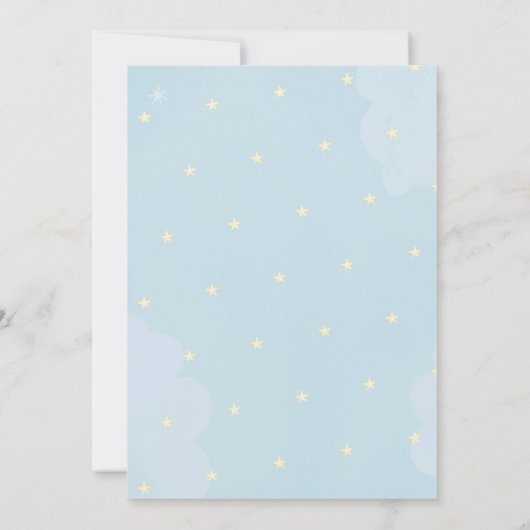 Twinkle Little Star und Moon Sky Blue Baby Dusche Einladung (Rückseite)
