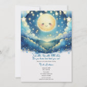 Twinkle Little Star Watercolor Babydusche Einladung (Vorderseite)