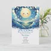 Twinkle Little Star Watercolor Babydusche Einladung (Stehend Vorderseite)