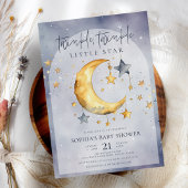 Twinkle Little Star Watercolor Moon Babydusche Einladung