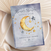 Twinkle Little Star Watercolor Moon Babydusche Einladung