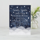 Twinkle Little Star Whimsical Baby Dusche Einladung (Stehend Vorderseite)